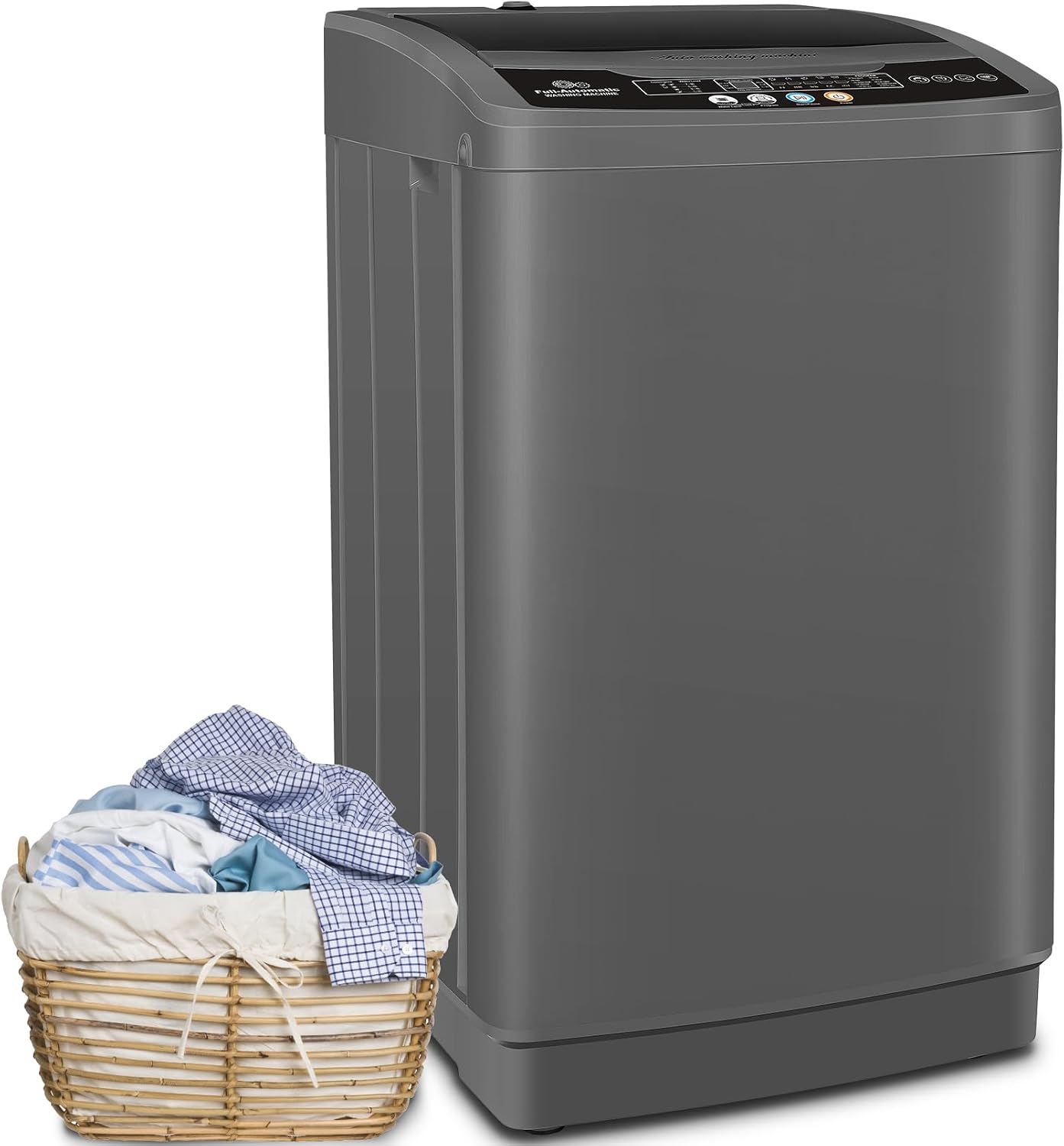 Nictemaw Portable Washing Machine, 20Lbs Capacity Full-Automatic Portable Washer, 2.8Cu.ft Washer and Dryer Combo with Drain Pump, LED Display, 10 Programs & 8 Water Levels for Apartment Dorm RV