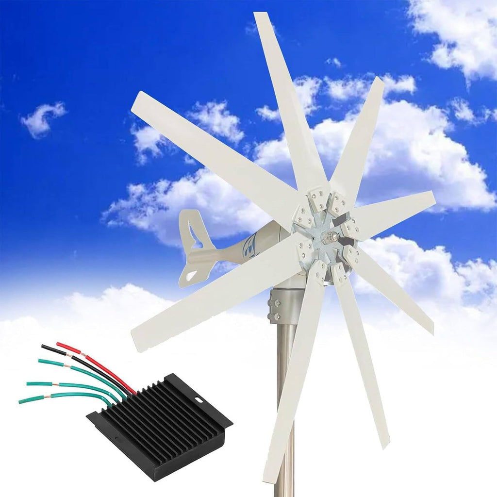 Hybrid Wind Turbine Generators,3000W/5000W/8000W 8-Blade Vertical Axis Wind Turbines Generator,Wind Power Generator,for Marine, RV, Home Permanent Magnet Generator 24V-5000W