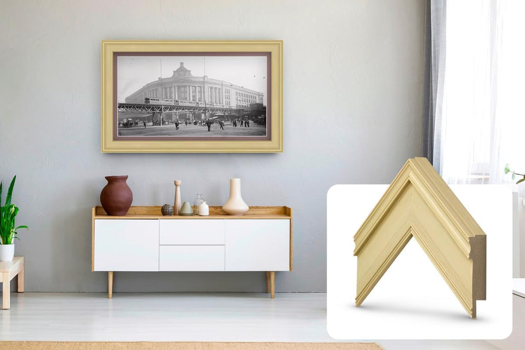 Antique White 85' Premiere Deco TV Frame - Compatible ONLY with Samsung The Frame TV and Pro TVs (Fits 2021-2026, LS03A, LS03B,LS03C,LS03D,LS03FA,LS03FW)
