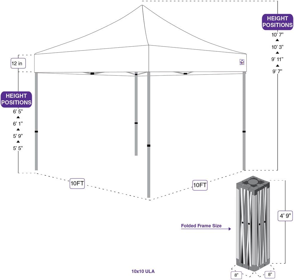 Impact 10' x 10' Pop Up Canopy Tent, Instant Shelter, Lightweight Aluminum Frame, UV Coated, Includes Rollerbag, Red
