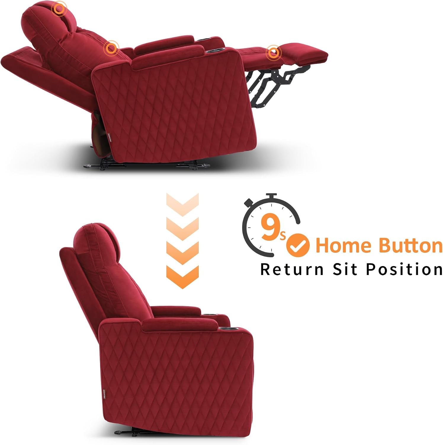 MCombo Zero Gravity Oversized Power Recliner Chair for Adults with Power Headrest & LED Light, Fabric Recliner Chair for Living Room & Home Theater, USB & Type C Port, Armrest Storage HTS401