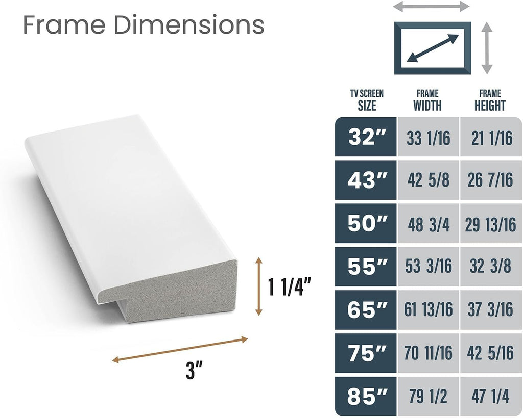 Gloss White 85' Premiere Deco TV Frame - Compatible ONLY with Samsung The Frame TV and Pro TVs (Fits 2021-2026, LS03A, LS03B,LS03C,LS03D,LS03FA,LS03FW)