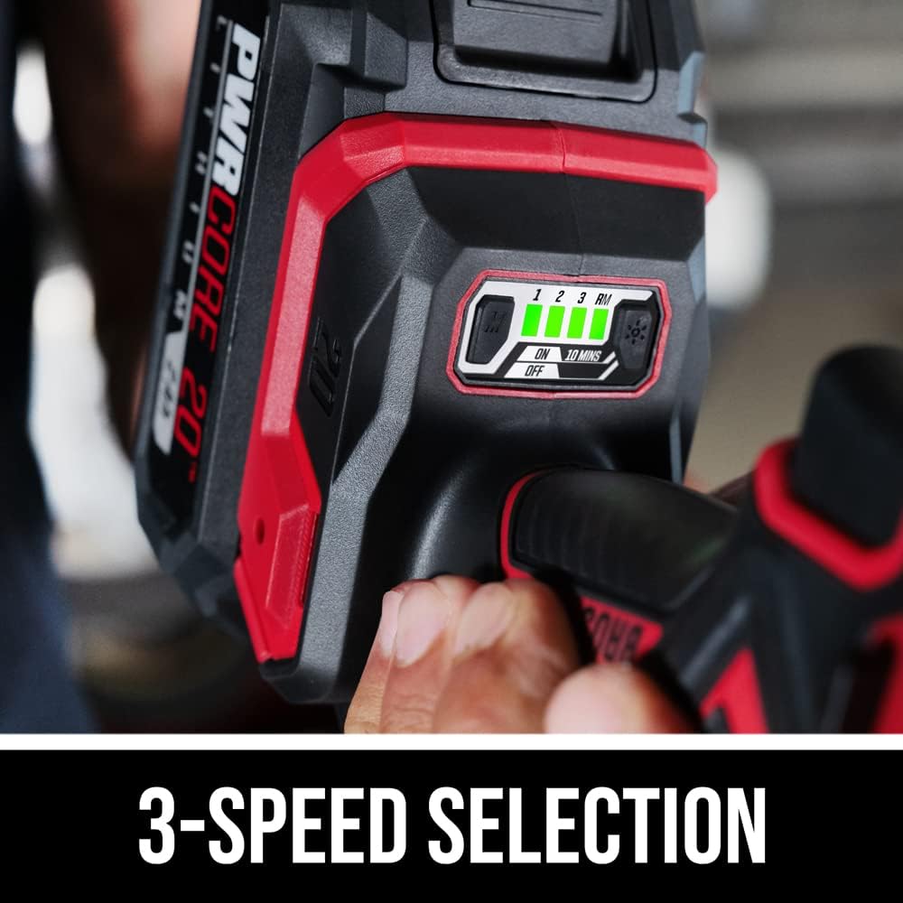 SKIL PWR CORE 20 Brushless 20V 3/8-Inch Compact Impact Wrench Kit with 3-Speed & Halo Light, Includes 2.0Ah Battery and PWR Jump Charger - IW6739B-10