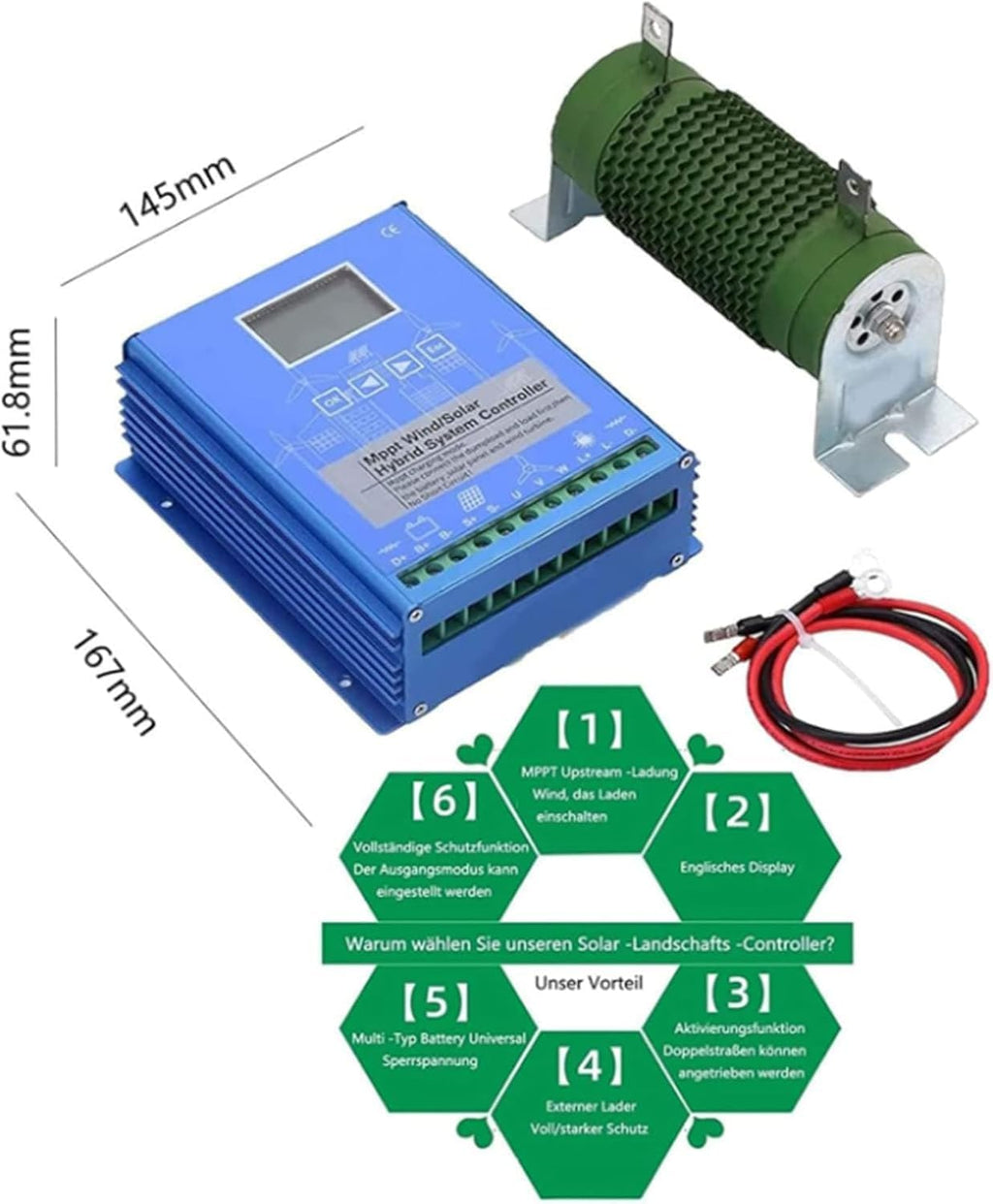 3000W Wind Solar Hybrid System MPPT Charge Controller with Dump Load Wind Turbine Generator Solar Panel Auto Regulator