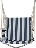 Hammock Chair Swing Hanging Rope Swing Chair with 2 Seat Cushions Soft Max 330 Lbs Handmade Hanging Chair for Bedroom Patio Yard Garden Outdoor Indoor (H)