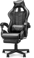 Soontrans Black Gaming Chairs with Footrest,Ergonomic PC Computer Game Chair,Home Office Desk Chair with Headrest and Lumbar Support Office Chair for Adult