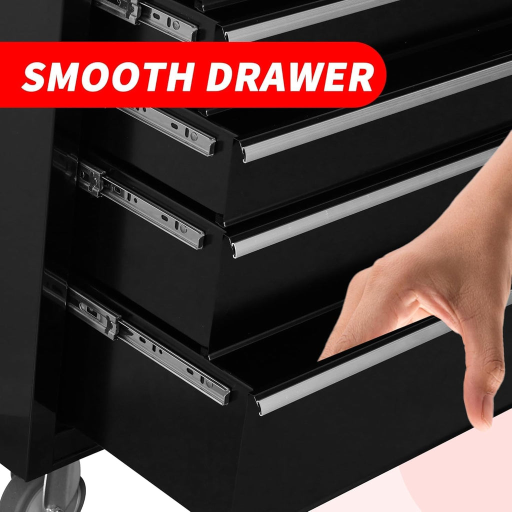 6-Drawer Rolling Tool Chest with Locking Wheels & Drawers, 13' D x 24.2' W x 36.6' H Mobile Tool Storage Cabinet, Heavy-Duty Garage Organizer with Ergonomic Handle