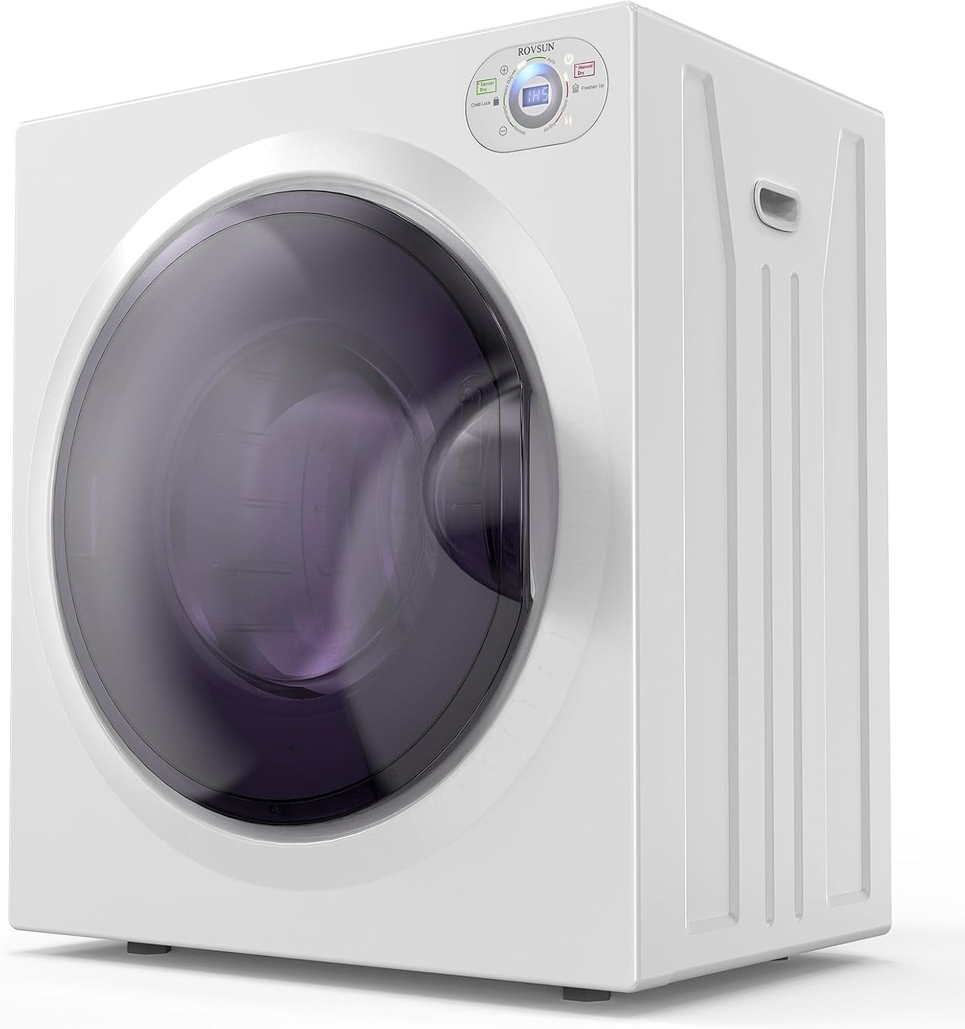 ROVSUN 2.6 Cu.Ft Portable Clothes Dryer, 1400W Fast Drying Front Load Tumble Laundry Dryer with Stainless Steel Tub & LCD Control Panel Six-Mode for Apartment, Home, Dorm