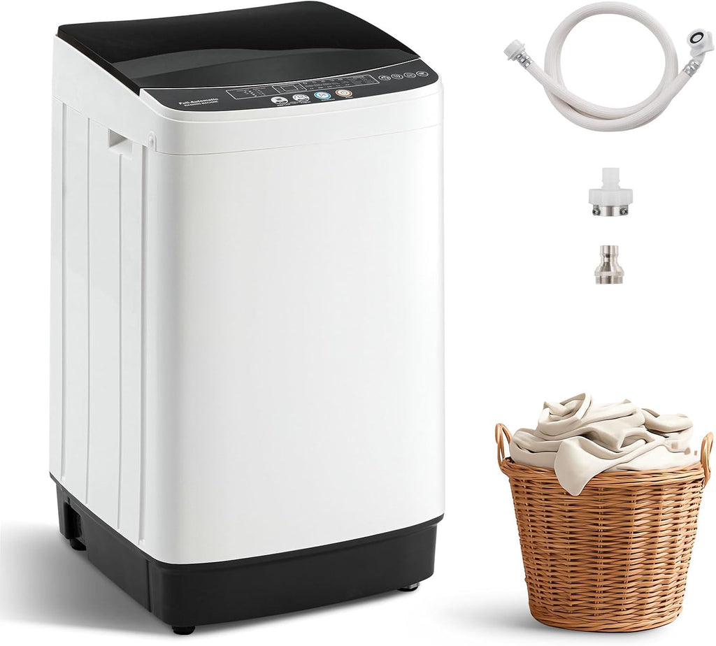 DOGHLY 16 lbs Portable Washing Machine, Full-Automatic Laundry Machine with Stainless Steel Drum, 10 Wash Cycles, Compact Washer and Spin Dryer Combo for Apartment, Dorm, RV