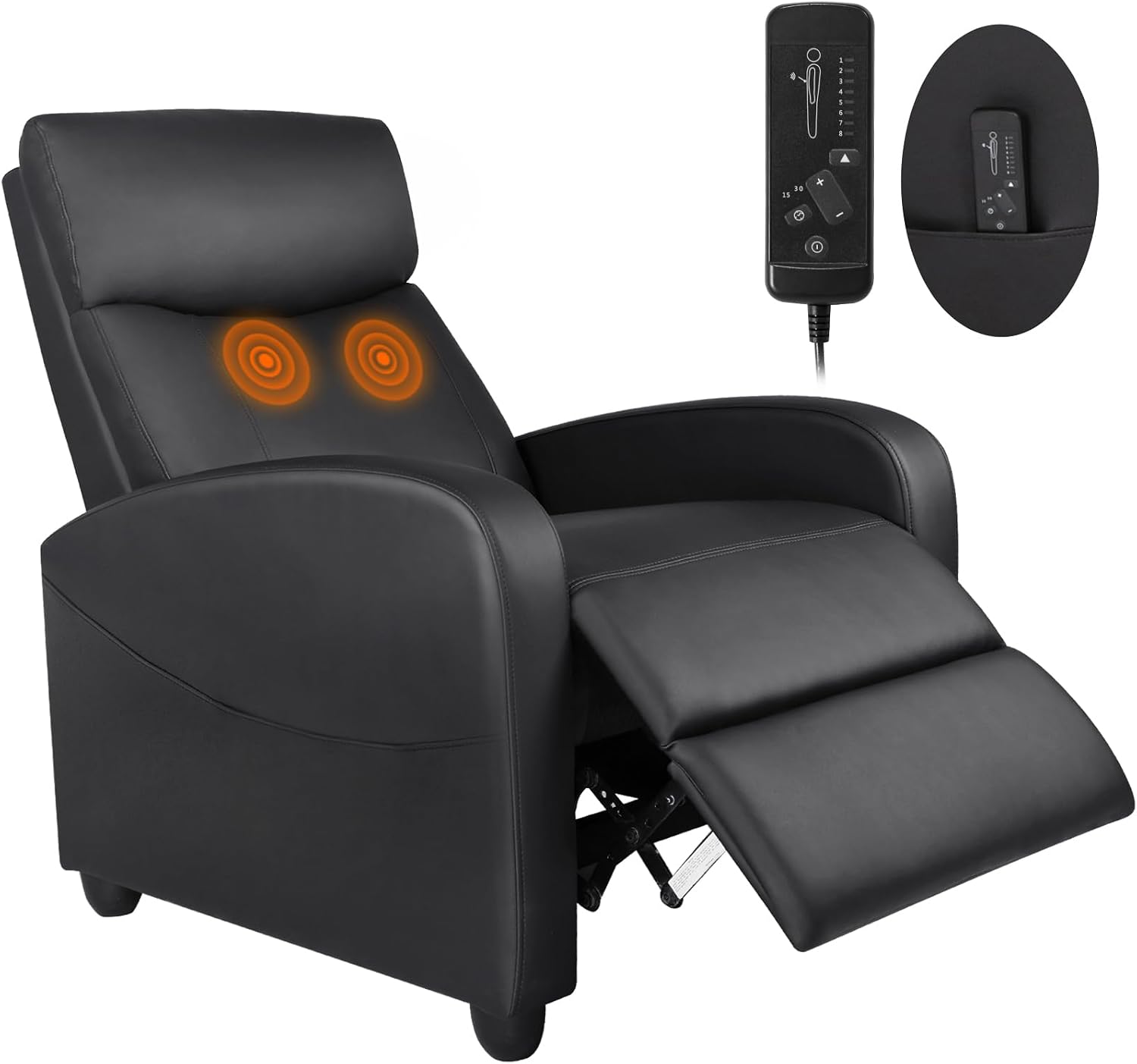 Sweetcrispy Massage Recliner Chair for Adults, Adjustable Home Theater Seating with Lumbar Support for Living Room, Modern Fabric Reclining, Grey