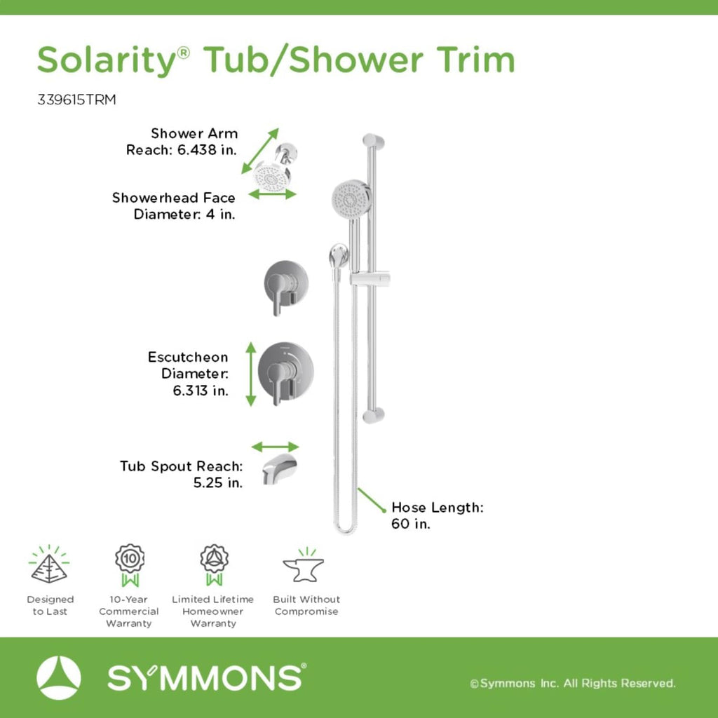 Solarity HydroMersion Double Handle Tub and Shower Trim Kit with Hand Spray in Polished Chrome