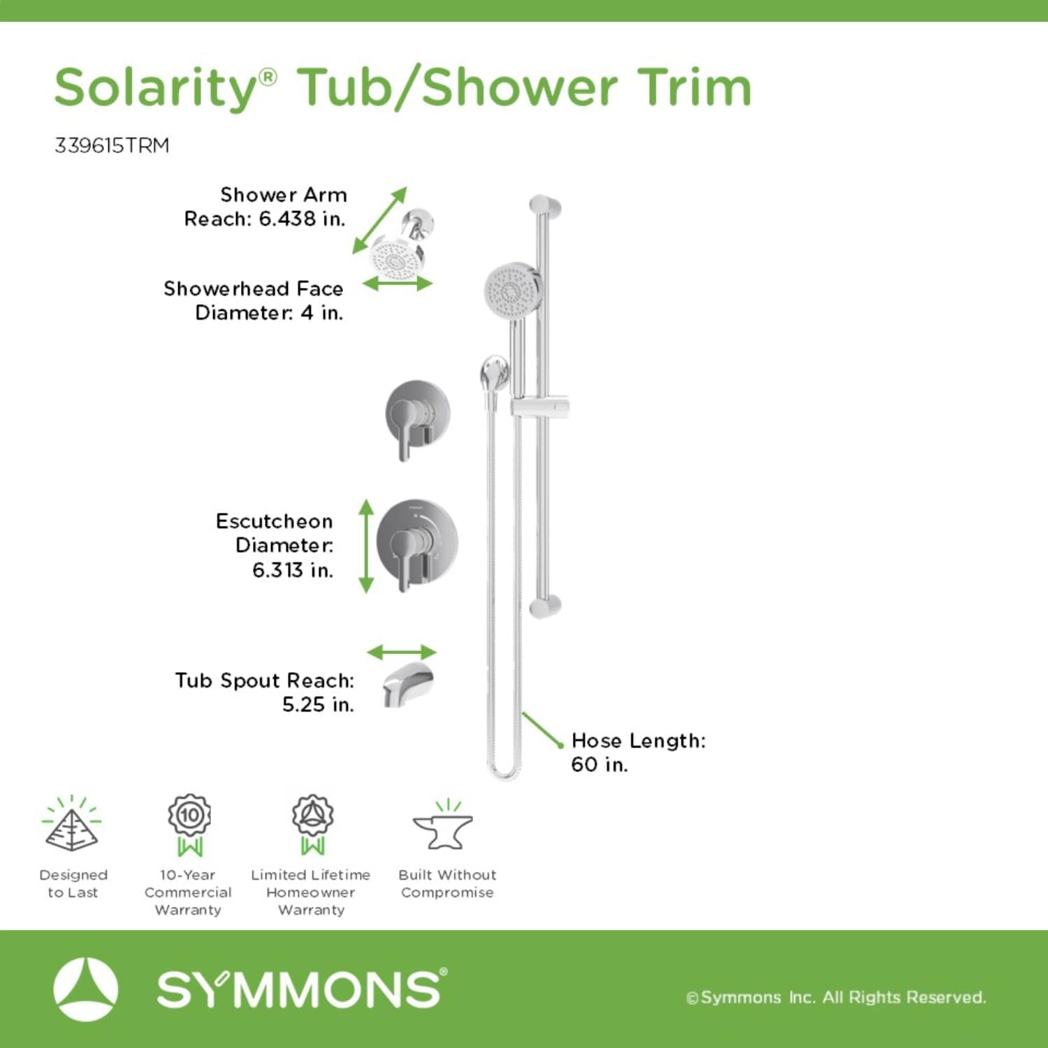 Solarity HydroMersion Double Handle Tub and Shower Trim Kit with Hand Spray in Polished Chrome