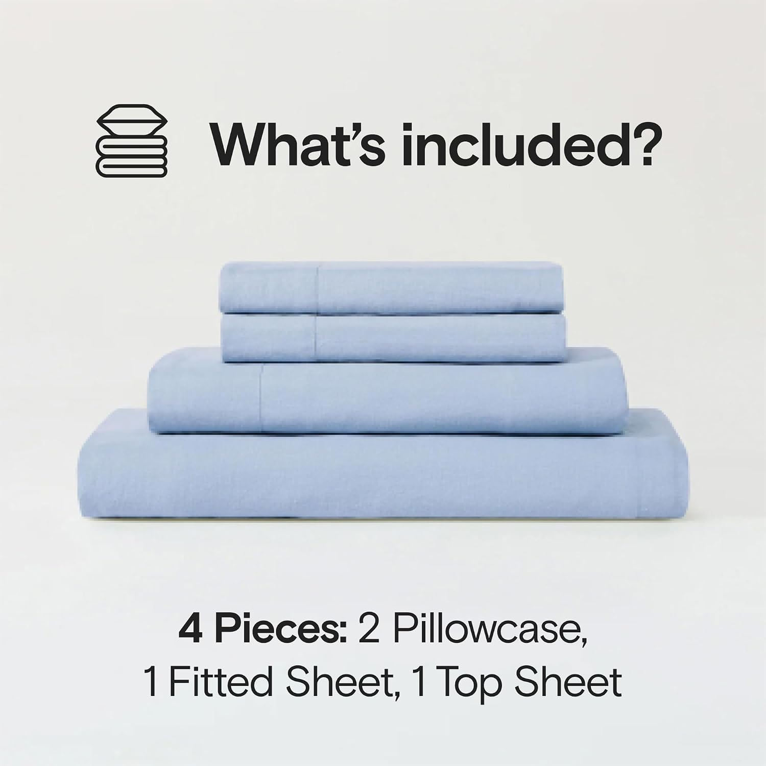 Sijo Stone Washed Organic French Linen Bed Sheet Set, GOTS Certified Organic, Best Cooling Linen Sheet Award by Sleep Foundation, 4 Piece - 2 Pillowcases, 1 Fitted and 1 Flat (Sky, Queen)