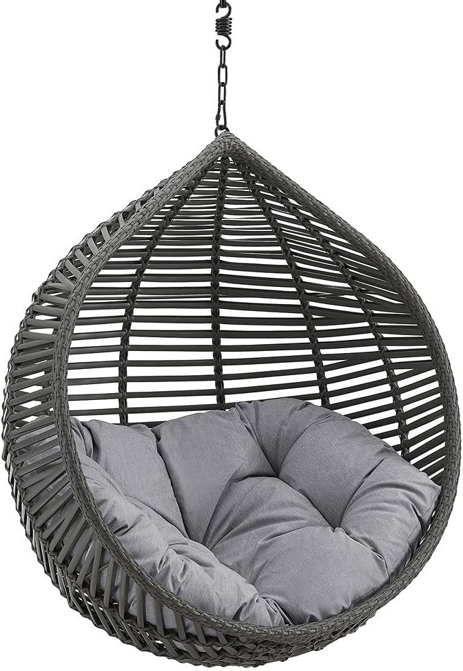 Modway EEI-3637-GRY-GRY Garner Teardrop Outdoor Patio Swing Chair Without Stand, Gray Gray, 28.5 x 41 x 125.5