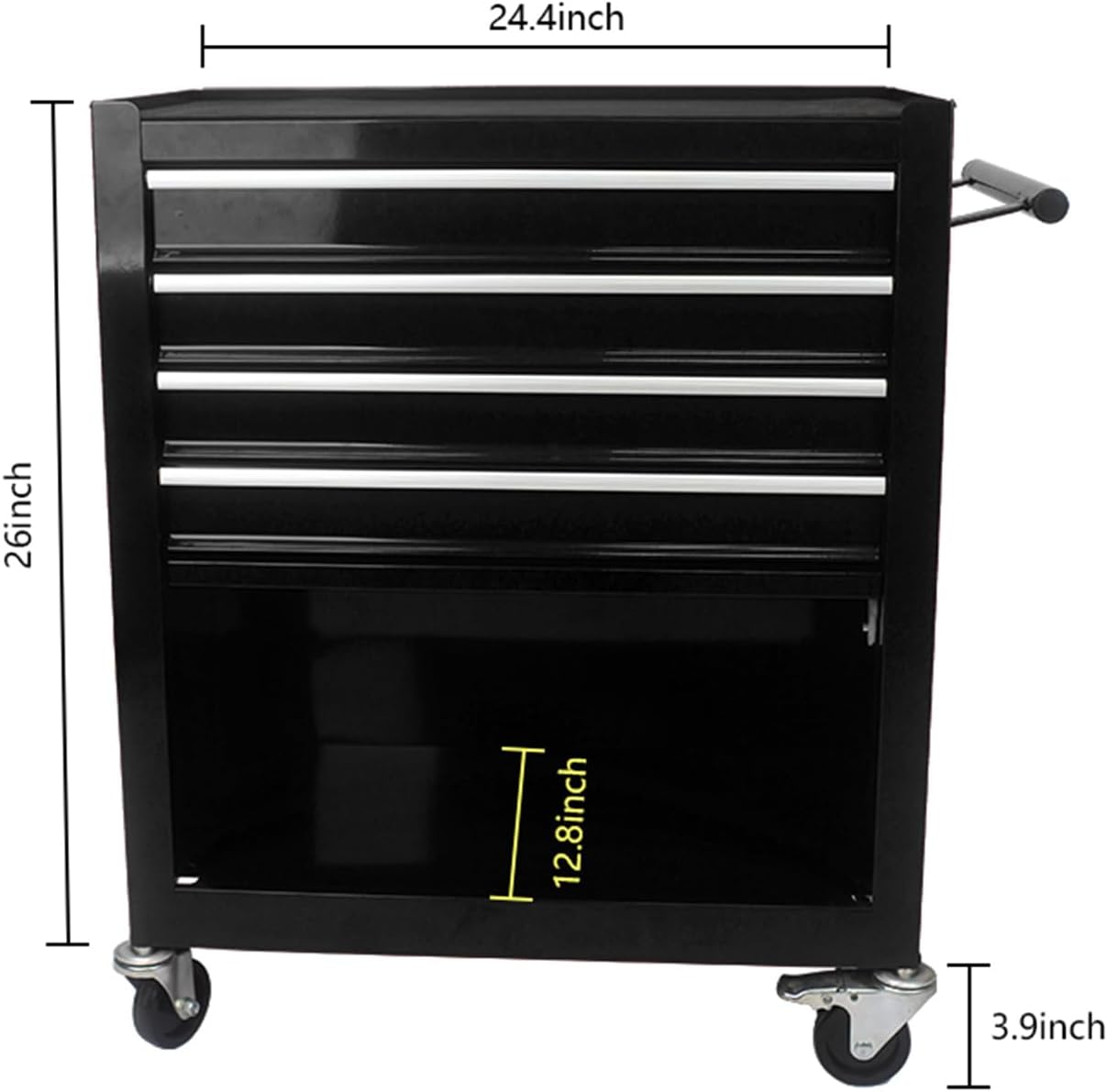 Holaki 4-Drawer Tool Cart on Wheels, Rolling Tool Box Tool Storage,Heavy Duty Utility Industrial Service Cart Organizer Tool Case with Locking System, for Mechanic, Warehouse, Garage, Workshop(Black)