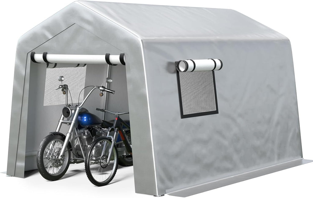 Jocoevol 8x10 ft Carport Heavy Duty Tent with Roll-up Windows, Portable Garage with Galvanized Steel Tubes, Car Canopy All-Season Tarp for Car Boat Truck Motorcycle