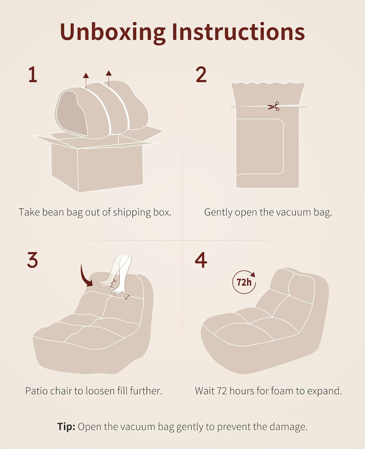 Relefree Giant Bean Bag Chair for Adults, High-Back Memory Foam Bean Bag, Comfy Boneless Chair, Lounge Chair for Bedroom, Living Room, Gaming, Reading Nook