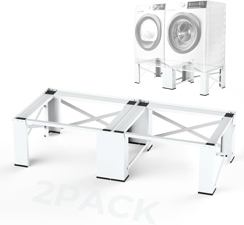 28' Washer and Dryer Pedestals Set of 2 ,Laundry Pedestal for Washer and Dryer , Alloy Steel Washing Machine Stand Raiser, Washer and Dryer Stand 12.6'' Height White