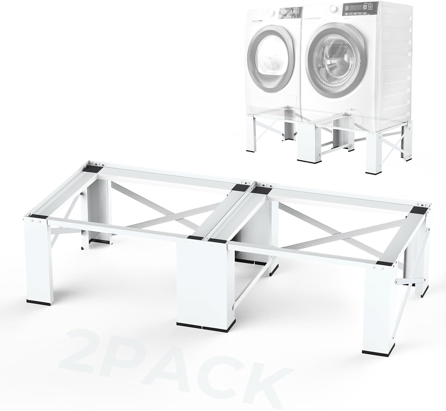 28' Washer and Dryer Pedestals Set of 2 ,Laundry Pedestal for Washer and Dryer , Alloy Steel Washing Machine Stand Raiser, Washer and Dryer Stand 12.6'' Height White