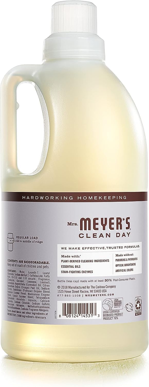 Mrs. Meyer's Clean Day Lavender Laundry Detergent Concentrated Loads Per Bottle 64 Fl Oz (Pack of 6)