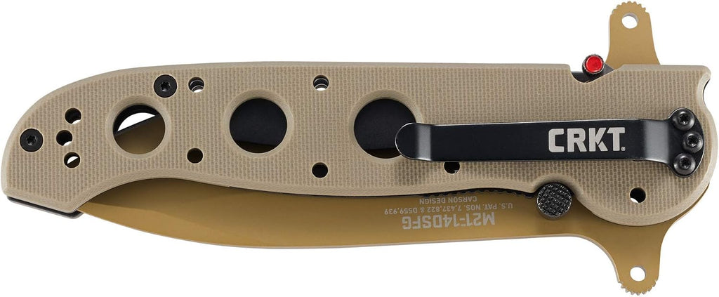 CRKT M21-14DSFG Folding Knife with Liner Lock: 1.4116 Veff Serrations Blade, G10 Handle, Reversible Pocket Clip, M21-14DSFG