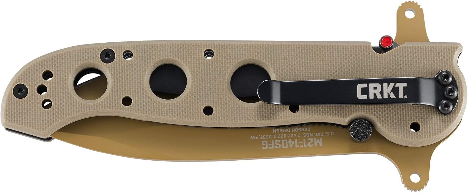 CRKT M21-14DSFG Folding Knife with Liner Lock: 1.4116 Veff Serrations Blade, G10 Handle, Reversible Pocket Clip, M21-14DSFG