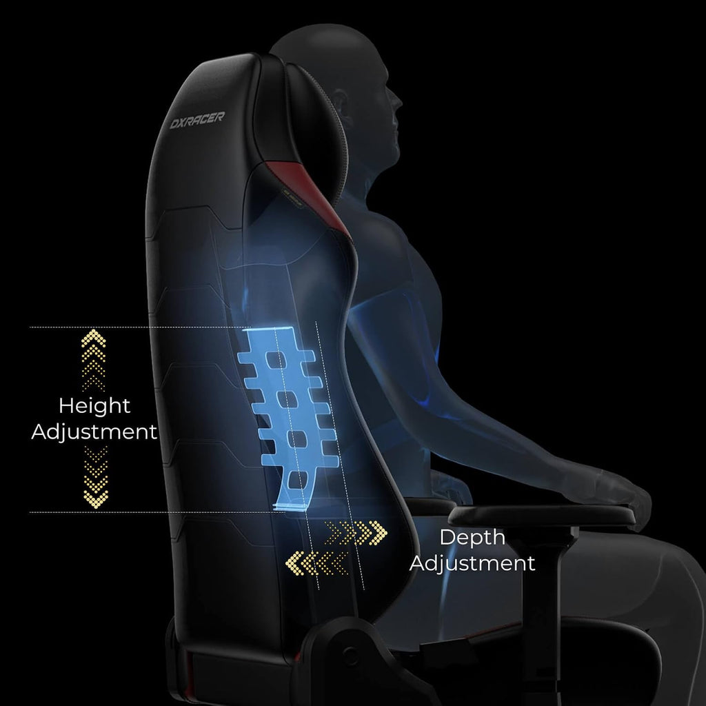 DXRacer Master XL Video Gaming Chairs for Adults, Ergonomic Reclining Computer Gaming Chair, Racing Style Height Adjustable (EPU Leatherette, Black Red Line)