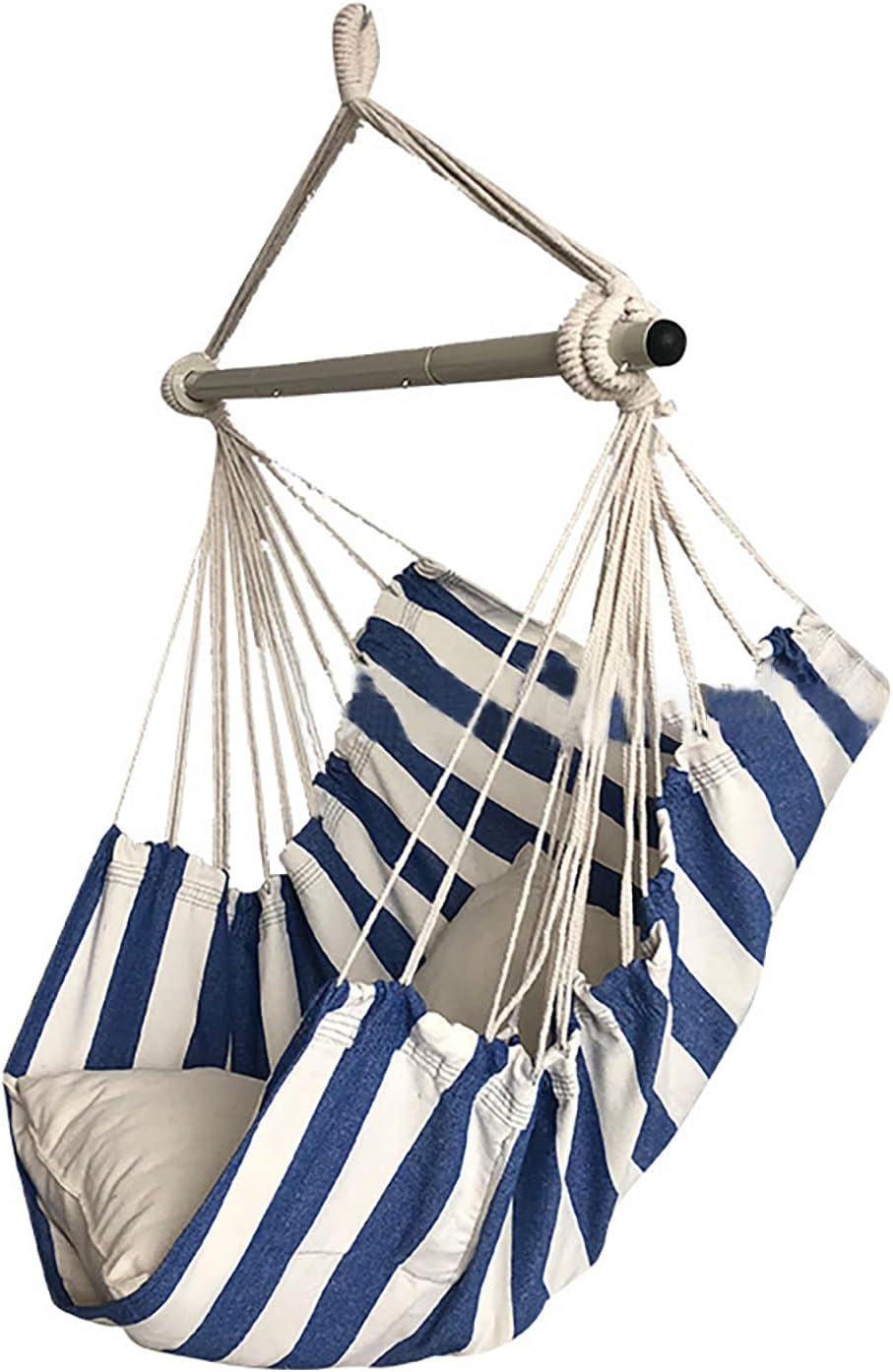 SRHWBF Hanging Rope Hammock with 2 Pillows Chair Swing Seat Cotton Canvas Hanging Chairs for Bedrooms Porch Chair Outdoor (S1)