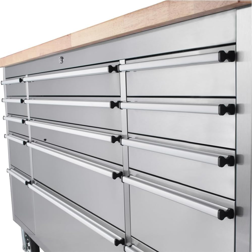 AnorTrek 72 inch Tool Chest with 15 Drawers for Garage, Workbench and Repair Store, Tool Cabinet in Stainless Steel (72 inch - Stainless Steel)