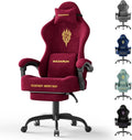 Ferghana Velvet Ergonomic Gaming Chair – High Back Design with Fire Embroidery, 20.5″ Wide Seat Cushion, Massage Lumbar Support & Footrest, Adult Computer Chair, Red