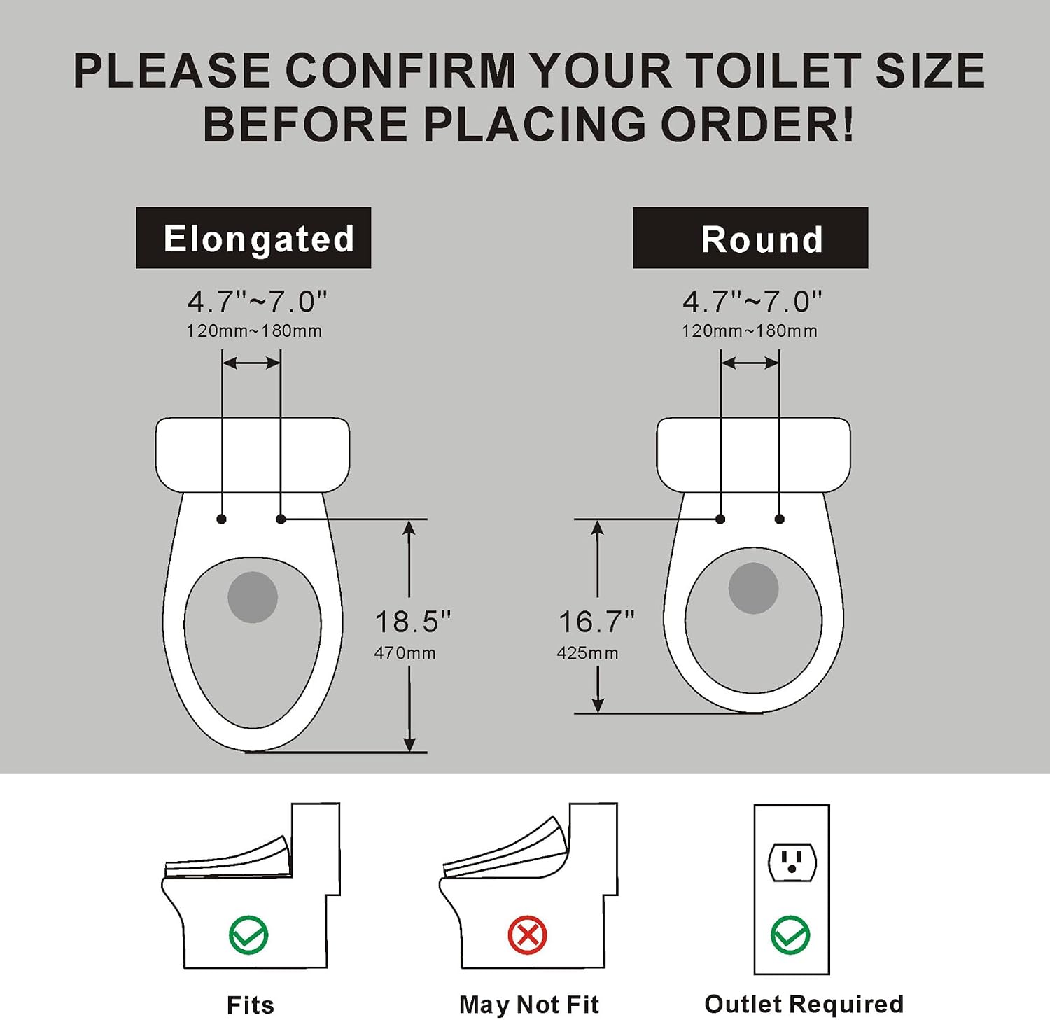 XCQQ Electric Heated Bidet Toilet Seat with Warm Water Wash, Warm Air Dryer, Soft Closed Lid, Night Light, LED Display, Toilet Seat with Bidet Requires Outlet - Elongated