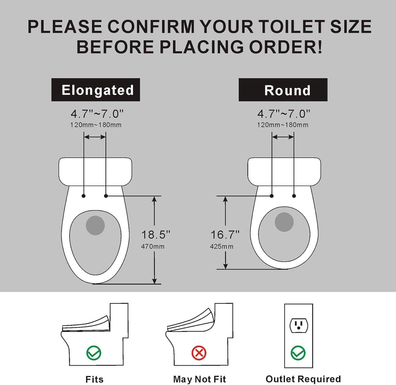 XCQQ Bidet Toilet Seat, Bidet Seat With Warm Water Wash, Heated Seat, Air Dryer, Soft Close Lid, Night Light, Self Cleaning Nozzle, LED Display, Requires Outlet - Round