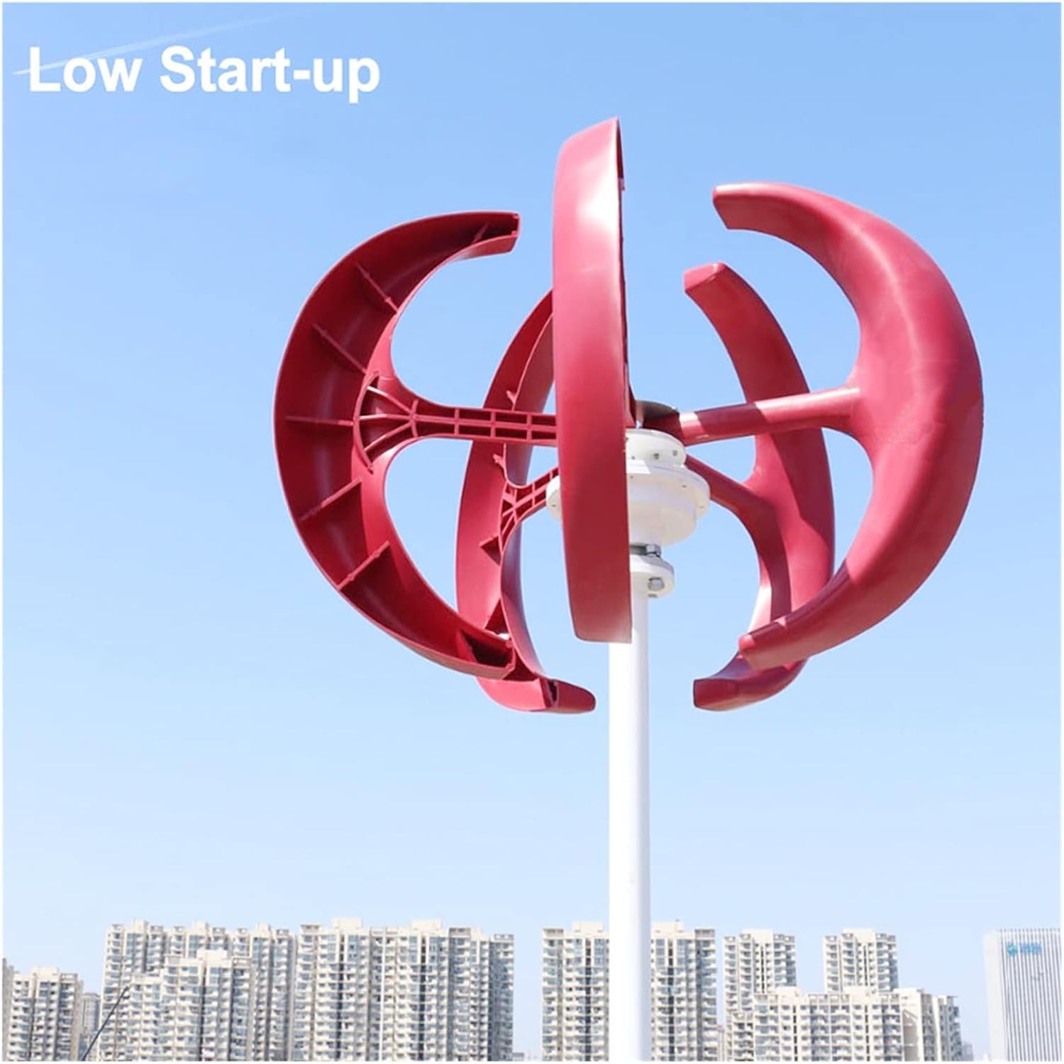 Wind Power Turbine Generator 3000W Small Vertical Axis Wind Turbine Generator 3KW 12V 24V 48V with MPPT Low Noise Windmill for Home Farm Wind System (Color : White with Control, Size : 12V)