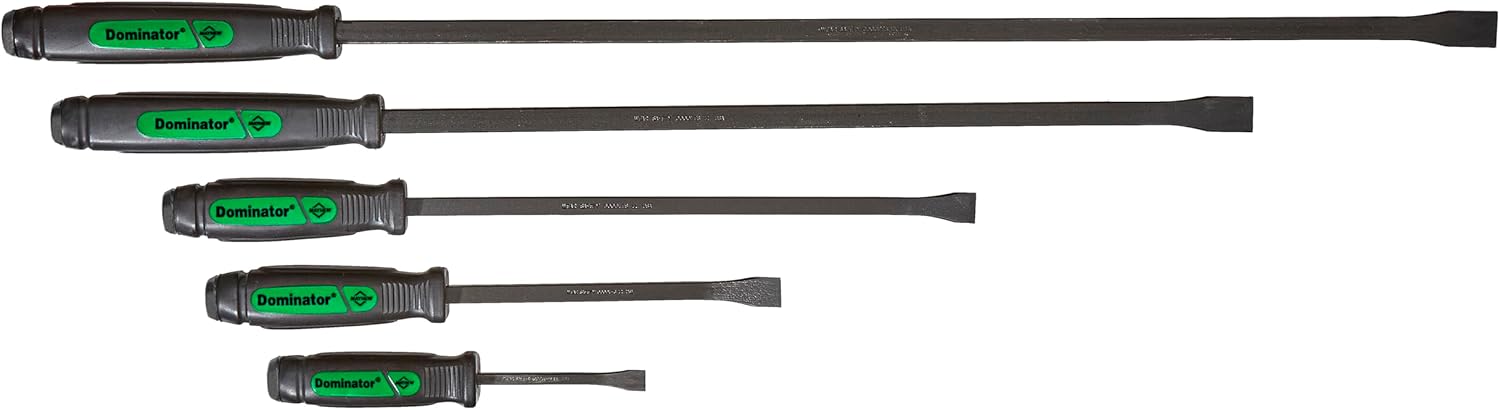 Mayhew Tools 61366GN Dominator Pry Bar Set, 8', 12', 17', 25' & 31' Curved Pry Bars, Green