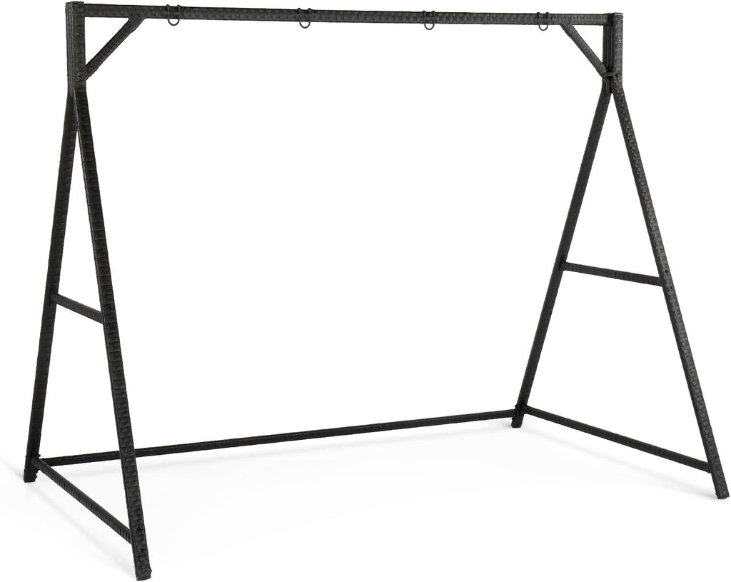 VINGLI Upgraded 7 FT Rattan Porch Swing Frame, Heavy Duty 1200 LBS Weight Capacity Swing Stand for Outdoors, Black