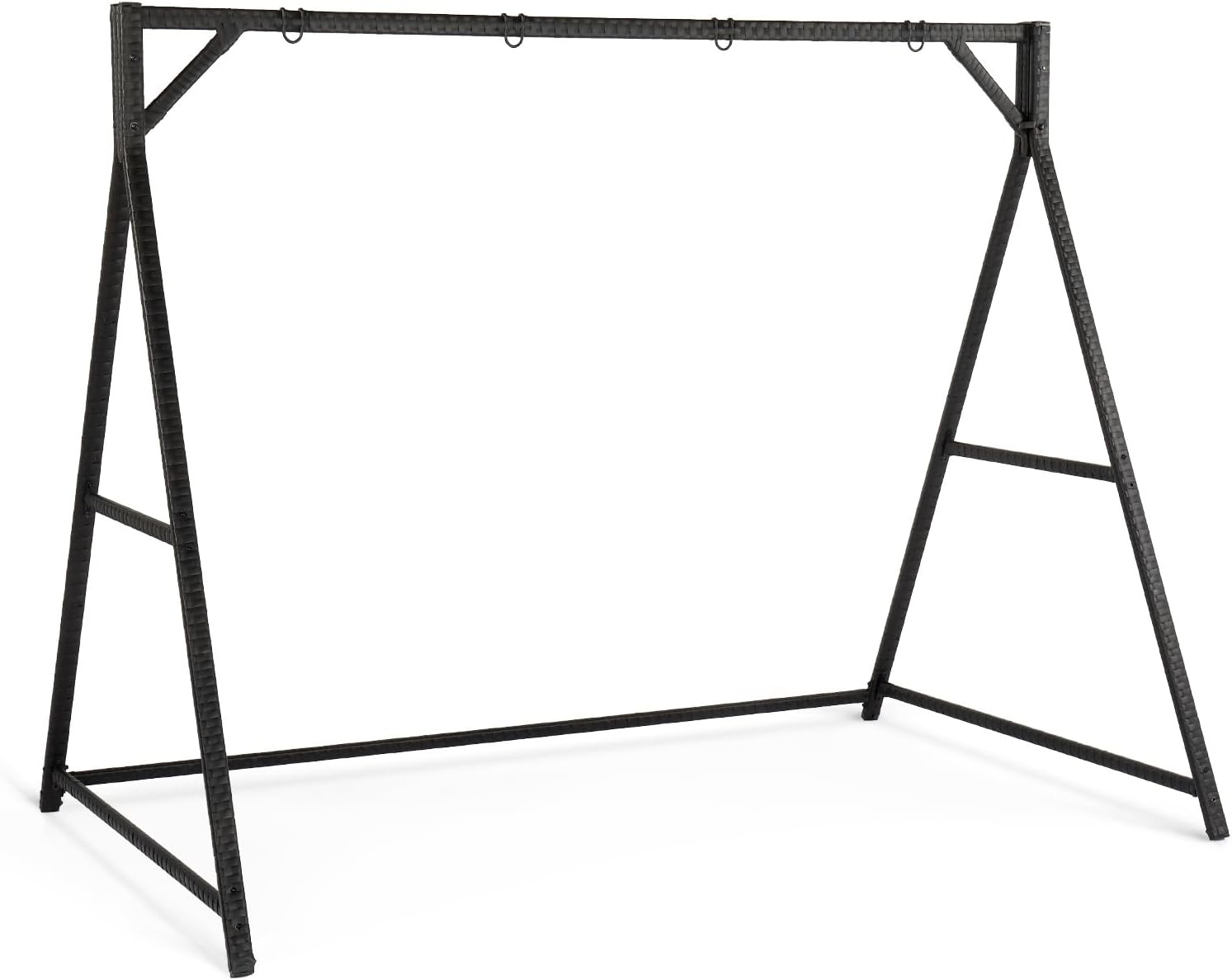 VINGLI Upgraded 7 FT Rattan Porch Swing Frame, Heavy Duty 1200 LBS Weight Capacity Swing Stand for Outdoors, Black