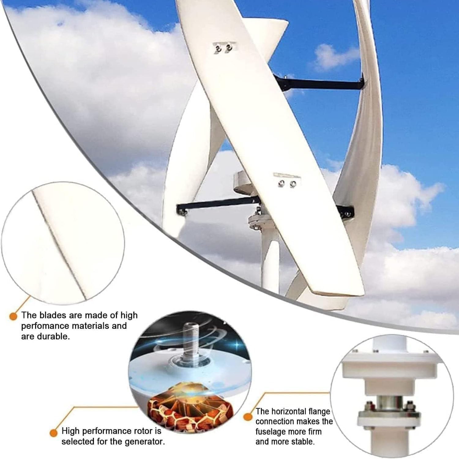 Vertical Wind Turbine Generator for Home 12V 24V 48V 220V with MPPT Low Noise, energy efficient wind power for Farm Garden for Marine,RV,Home,Windmill Generator 15000W-220V