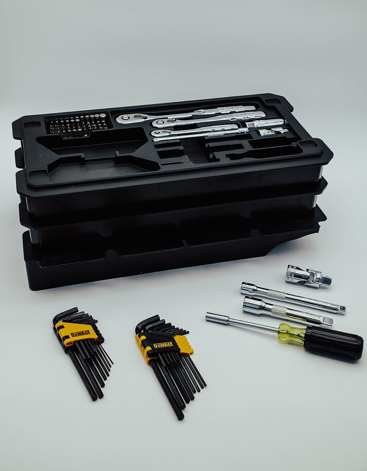 DEWALT Mechanic Tool Set, 226 Pieces, 1/4',3/8' and 1/2' Drive, with Ratchets, Sockets, hex keys and more (DWMT45226)