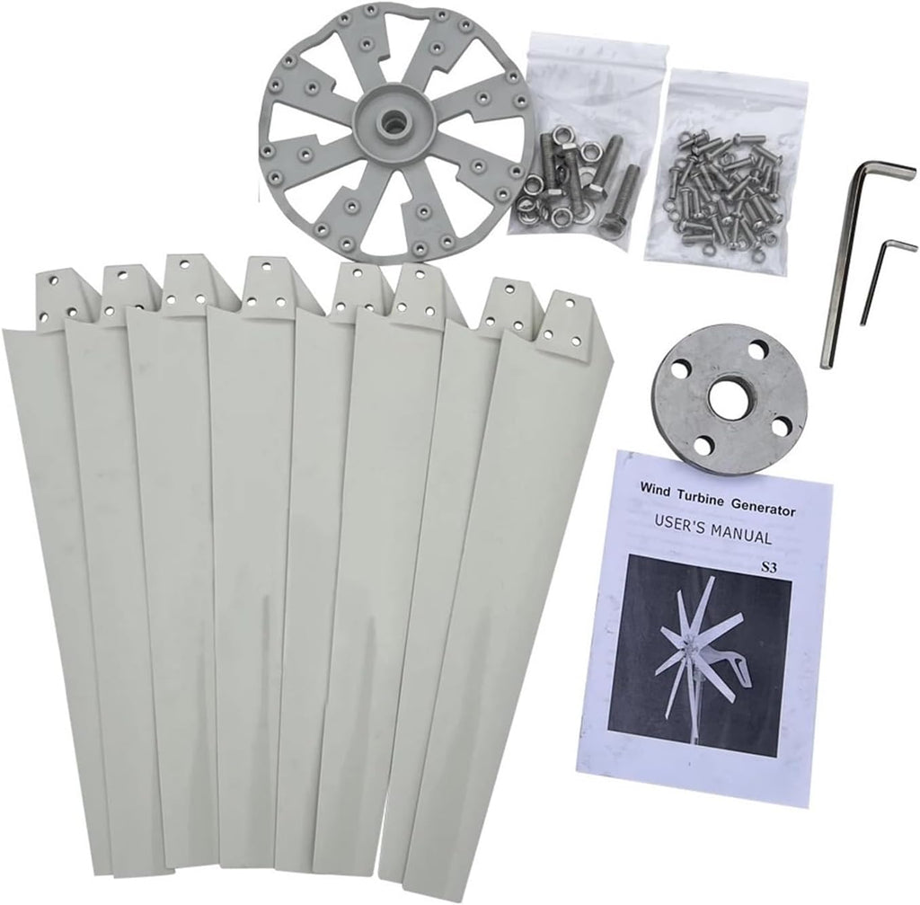 Wind Turbine Generator Kit, 8 Blades 3000w Wind Turbine nerator Homeuse Free Energy 12V 24V 48V Fit for Street Lamps Monitoring Boat for Hybrid Solar Wind System(12V)