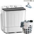 Erivess Compact Portable Mini Twin Tub 18lbs Washing Machine, Get Dry Rack and 10 hangers for free! Washer and Spin Cycle Combo, for Camping, Apartments, Dorms, RVs(Black)