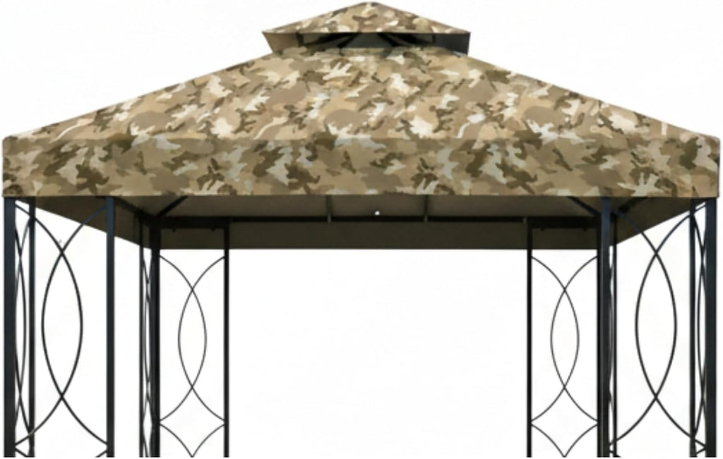 Garden Winds Durable 350 Replacement Canopy Top Compatible with Garden Treasures 8' x 8' Gazebo Models S-582D, S-582DN - Camo Sand