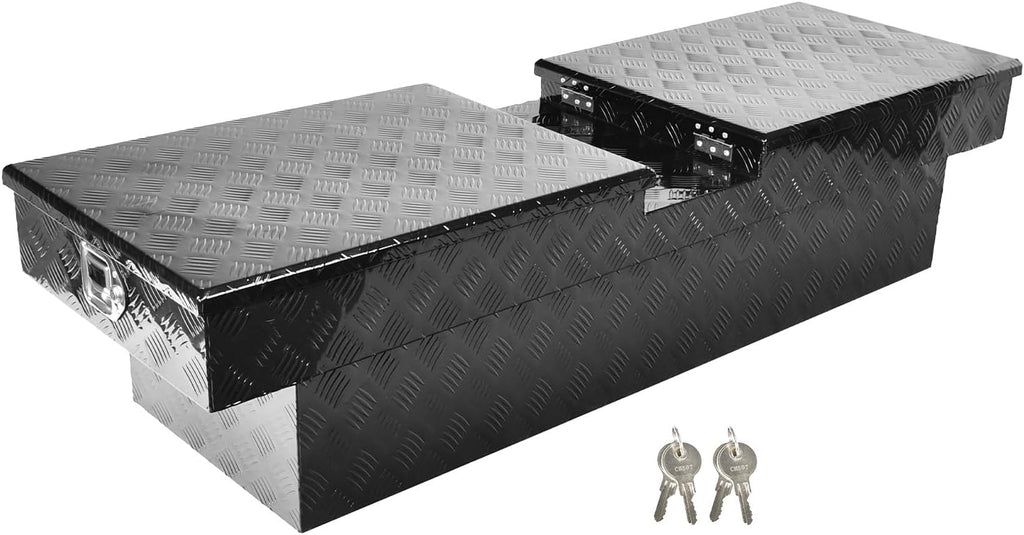 SSN 63 Inch Black Heavy-Wall Gull Wing Aluminum Truck Tool Box with 2 Locks,RigidCore Lids Pickup Truck Bed Tool Box for Storage and Organization
