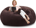 6FT,oversized bean bag chairs for adults，bean bag chair with filler included，Giant bean bag chair covered with flannel cover, living room furniture, suitable for bedroom and dormitory. (Brown, 6 Foot)