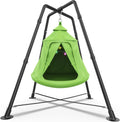 Swing Set with Tent Swing, X-Shaped Swing Frame with Sensory Swing, Tent Swing with Swing Stand, Hammock Chair with Stand, 330 lbs Capacity, w/Rainbow Lights String, Indoor/Outdoor Use(Green)