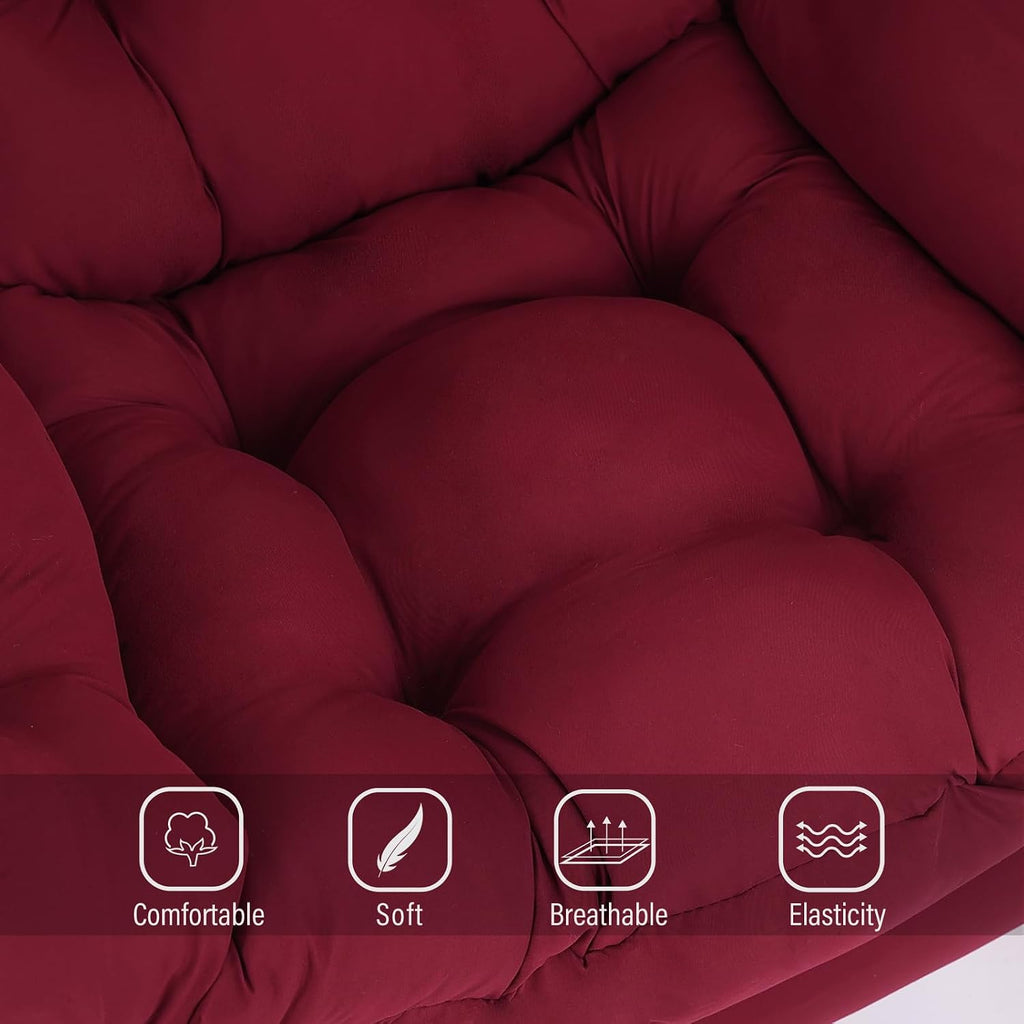 Welnow Lazy Chair for Living Room, Modern Reading Accent Chair with Armrests and a Side Pocket, Leisure Upholstered Lazy Sofa for Small Space, Bedroom, Dorm, Burgundy