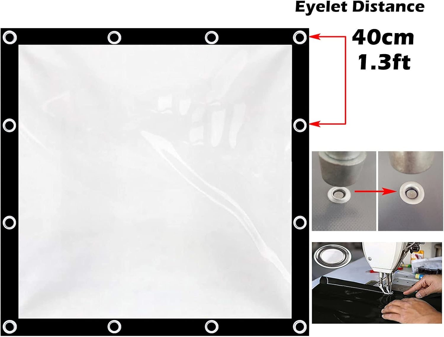 Outdoor Waterproof Curtains Clear Tarp Plastic Transparent Side Panels with Grommets for Porches, Pergola, Gazebo(12' x 20')