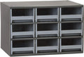 Akro-Mils Steel Garage Storage Cabinet, Small Parts Organizer Metal Cabinet for Hardware, Nails, Screws, Bolts, Nuts, and More, 17' W x 11' D x 11' H, 9-Drawer, Gray Cabinet/Gray Drawers (19909)