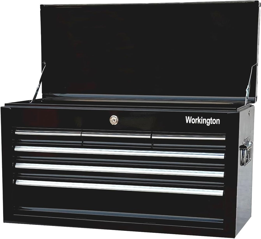 Workington Portable Metal Tool Chest with 6 Drawers, 24' 6-Drawer Tool Chest Cabinet with Ball Bearing Drawer Slides, Steel Tool Storage Box Organizer 4005 Black