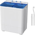 28lbs Portable Twin Tub Washing Machine & Spin Dryer Combo-Silver Ion Deep Cleaning, Dual Timer Control, Gentle/Normal Modes, Mini Laundry for Apartment, Dorm, RV, Camping (Blue)