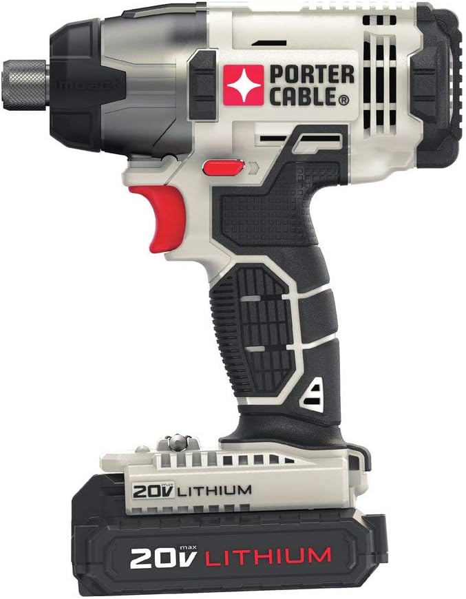 PORTER-CABLE PORTER CABLE 20V MAX* 1/4 in. Cordless Impact Driver Kit, Hex Head, Compact (PCC641LB)